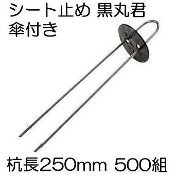 SHINSEI (500組) Uピン杭 (黒丸付) 杭足長 25cm (10P×50) シート止め