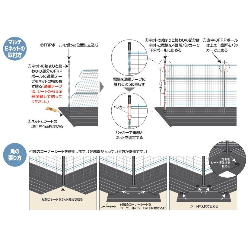 イノシシ・小動物対策用 マルチEネット黒100mセット (943) 電気柵 盗難