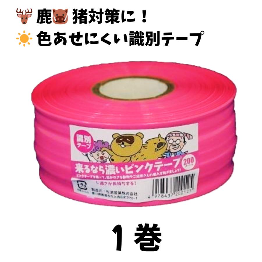 来るなら濃いピンクテープ 50mm×200m 濃さが長持ちする 識別テープ 鹿