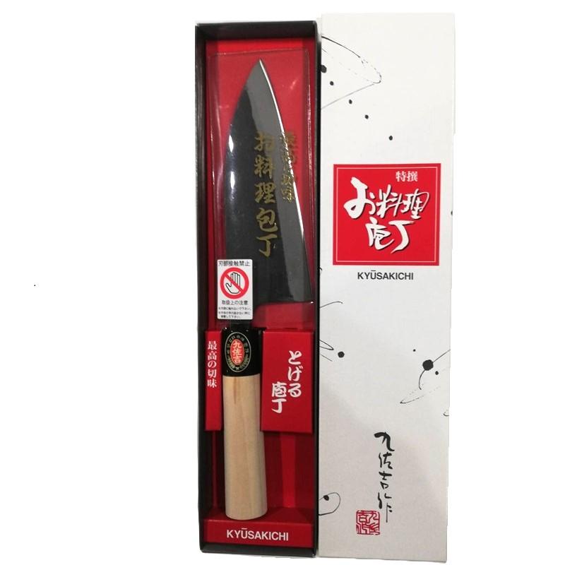特選国産品 三年間保証) 九佐吉 厚出刃包丁 165mm (両刃) ホウ柄 (箱入
