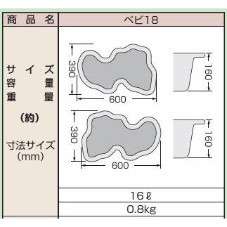 法人限定】みかげ調プラ池 ベビ18 庭園埋設型・容量16L 成型池