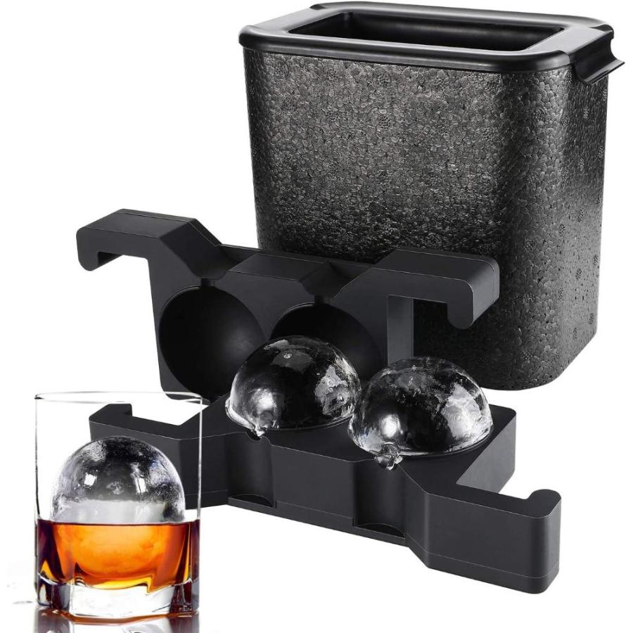 Ticent ウイスキー アイスボールメーカー クリスタルクリア アイスボール型 大きな球体アイスキューブトレイ ウイスキー カクテル