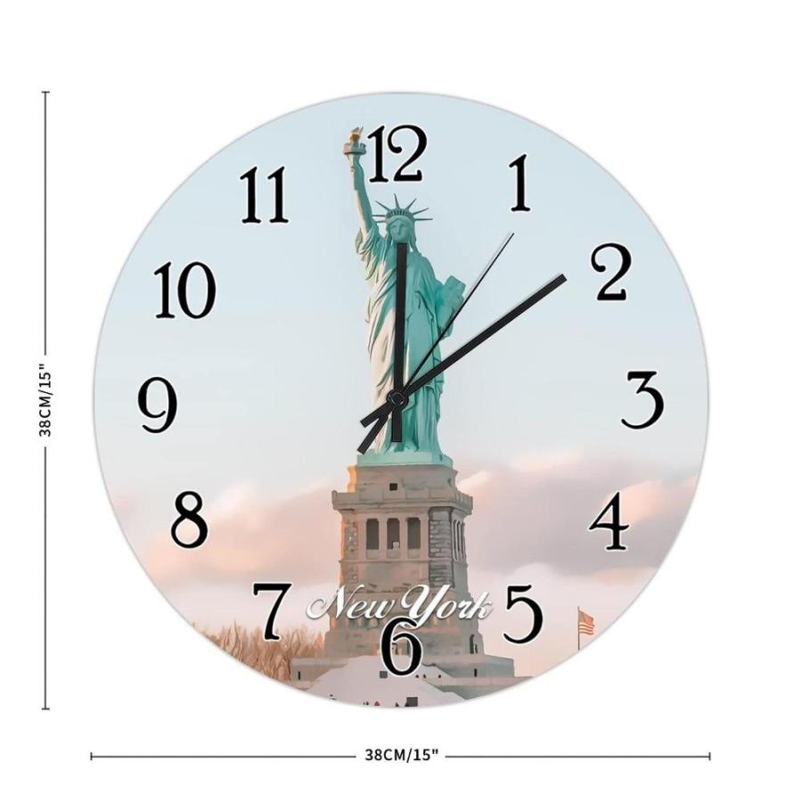 Clock for Wall USA City New York Wall Clock Silent Non-Ticking Wooden Decor｜tactshop｜02