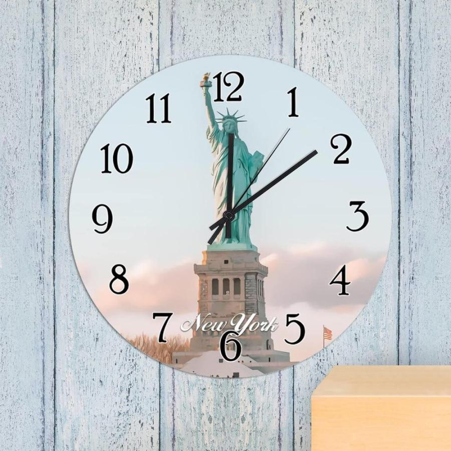Clock for Wall USA City New York Wall Clock Silent Non-Ticking Wooden Decor｜tactshop｜05