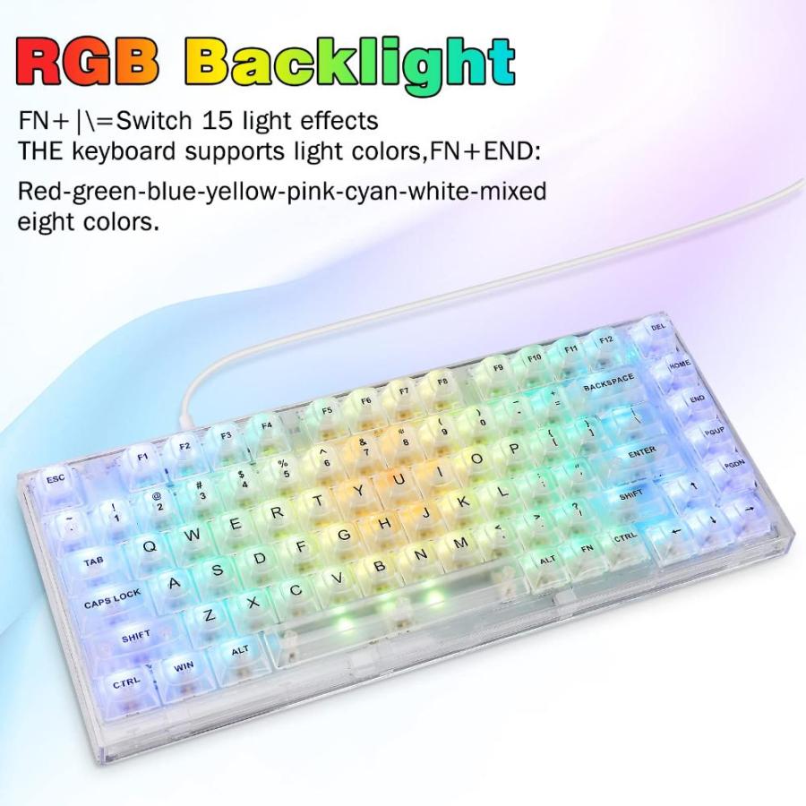 OFF半額 ZDawnn 80% Transparent Mechanical Gaming Keyboard with Hot Swappable Gasket