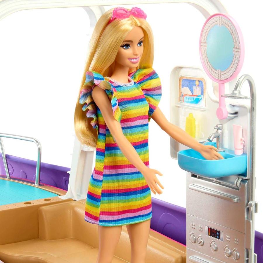 純正直売 Barbie Toy Boat Playset， Dream Boat with 20+ Pieces Including Pool， Slide &