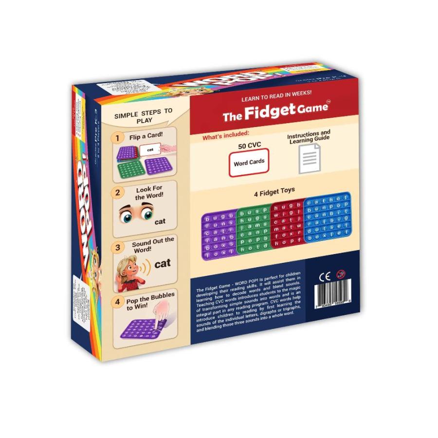 新品・国内正規品 The Fidget Game 単語ポップCVC単語ゲーム - 数週間で読むことを学ぶ学習リソース - 多感覚読書&フォニックスゲーム 幼稚園前から1