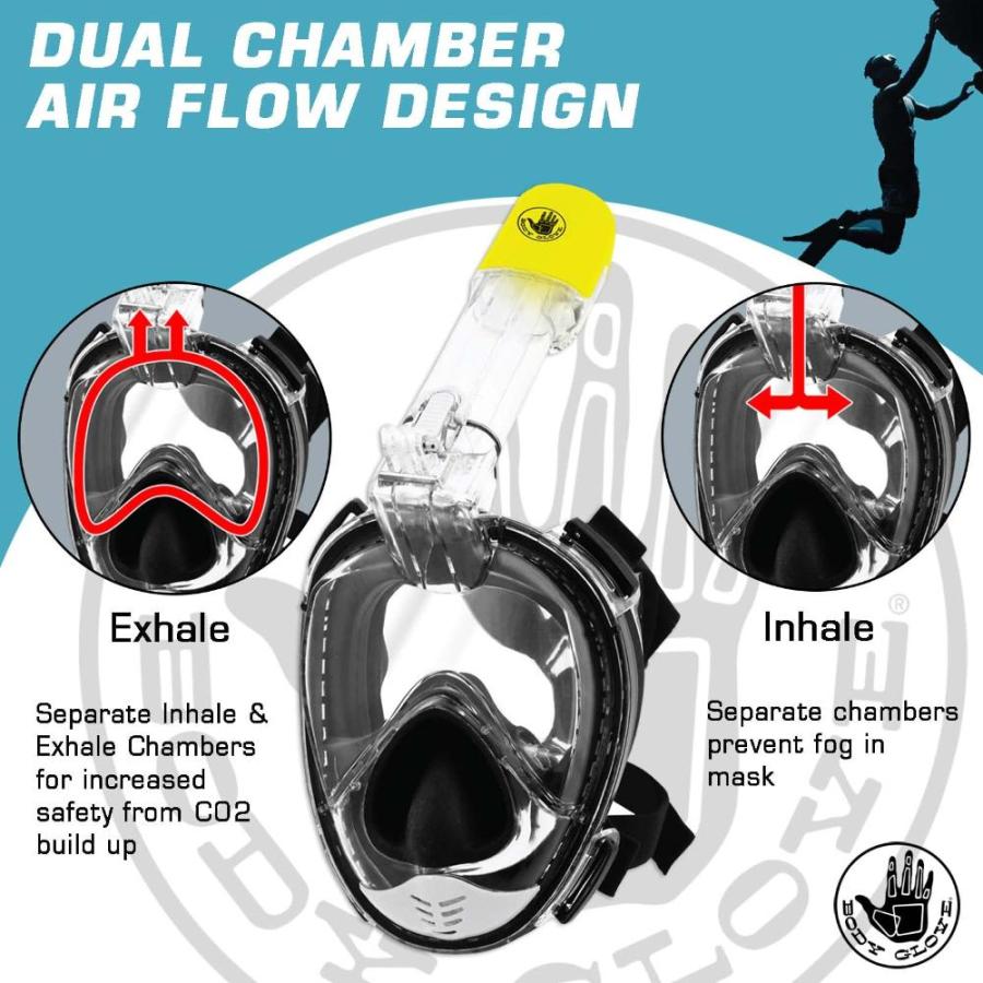 超激安新品 BODY GLOVE - Free Breathing Snorkel Full FACE MASK Set-with FINS-Travel Bag