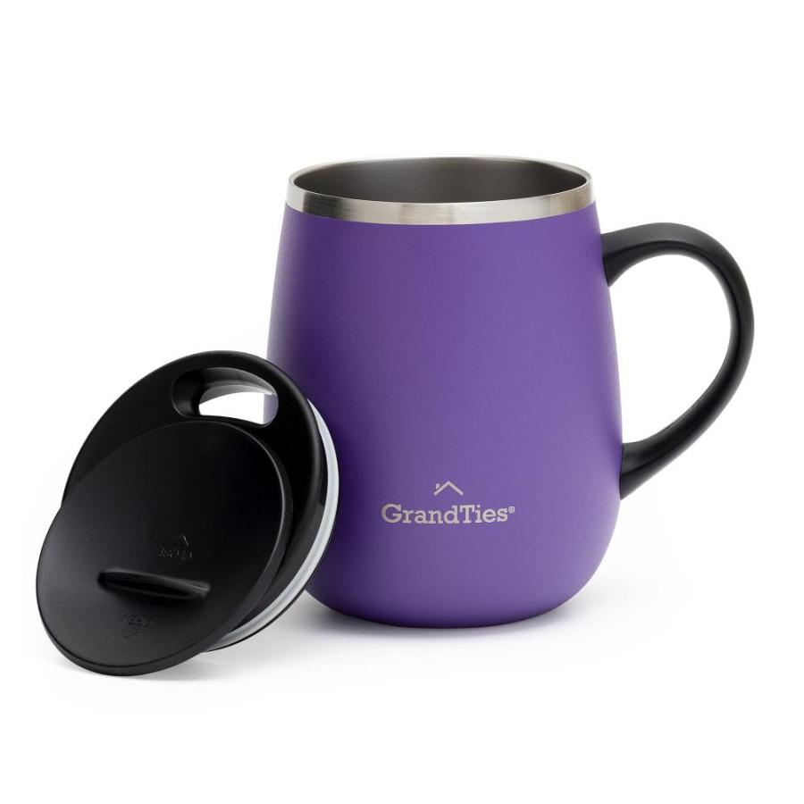 GrandTies Insulated Coffee Mug with Handle Sliding Lid for Splash