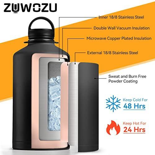 無料トライアル会員登録 ZUWOZU 1 Gallon Water Bottle Insulated with Straw，Paracord，Carrying Pouch&3