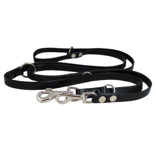 Black 6 Way European Multifunctional Leather Dog Leash, Adjustable Schutzhu｜tactshop｜02