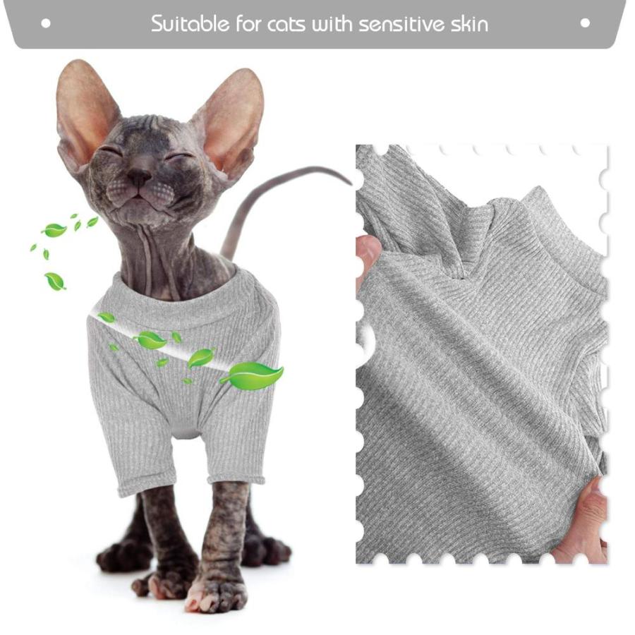DENTRUN Sphynx Hairless Cats Shirt, Pullover Kitten T-Shirts with Sleeves,｜tactshop｜03