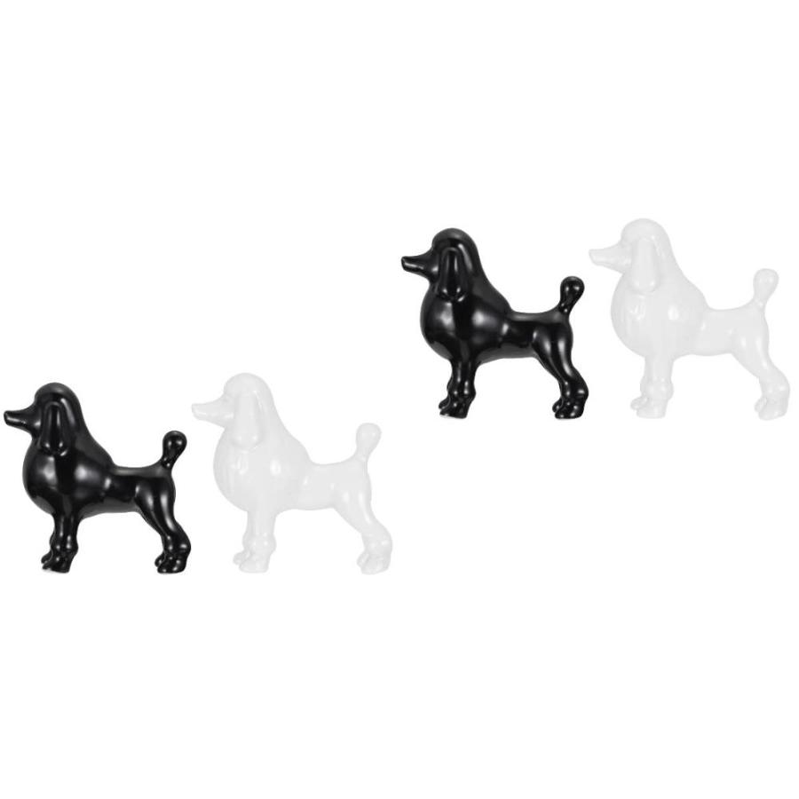 Veemoon 4個 セラミック犬の像 かわいいスタンディングプードル 犬 黒犬の置物 彫刻 装飾 モダン 犬の彫刻 卓上用｜tactshop｜03