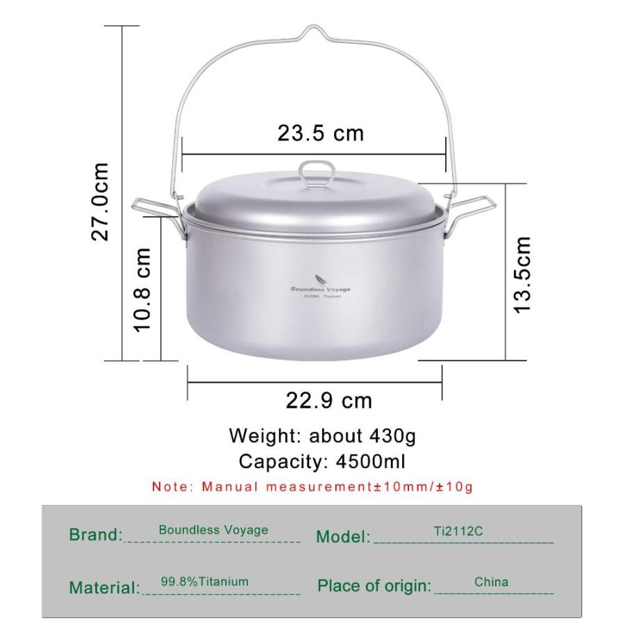 Boundless Voyage Titanium 4.5L Hanging Pot with Steaming Rack