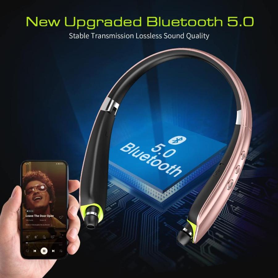 安い正規店 Bluetooth Headset， 2023 Upgraded Neckband Bluetooth Headphones with Retract