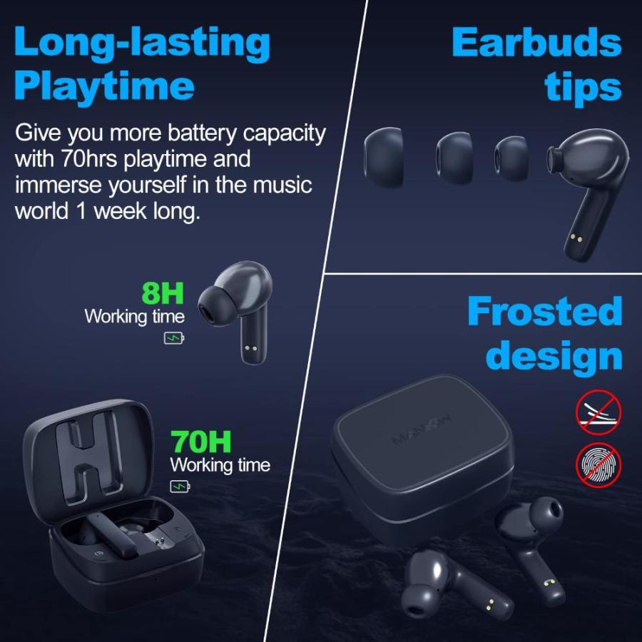  都庁採用 福島県庁採用 Hybrid Active Noise Cancelling Wireless Earbuds， in Ear Bluetooth 5.3 Stere