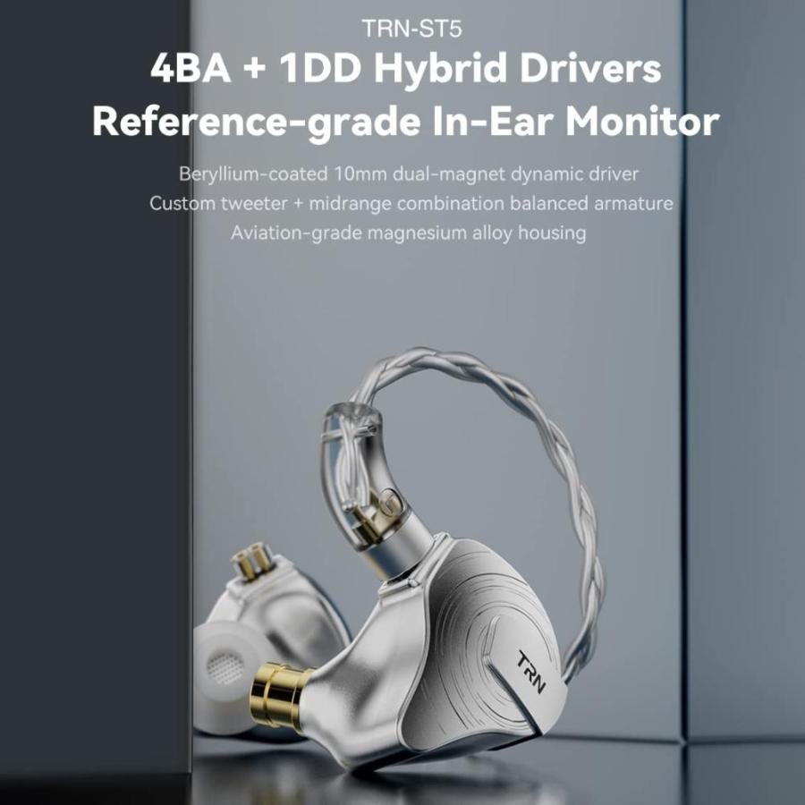 期間限定！最安値挑戦 TRN ST5 4BA+1DD Hybrid in-Ear Monitors， 10mm Dual Magnet Drivers Unit IEMs