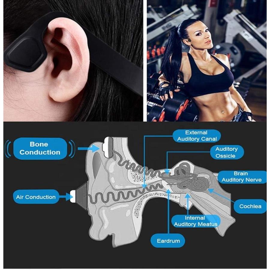 純正特注品 QT S Bone Conduction Headphones Bluetooth with Mic Titanium Lightweight Ope