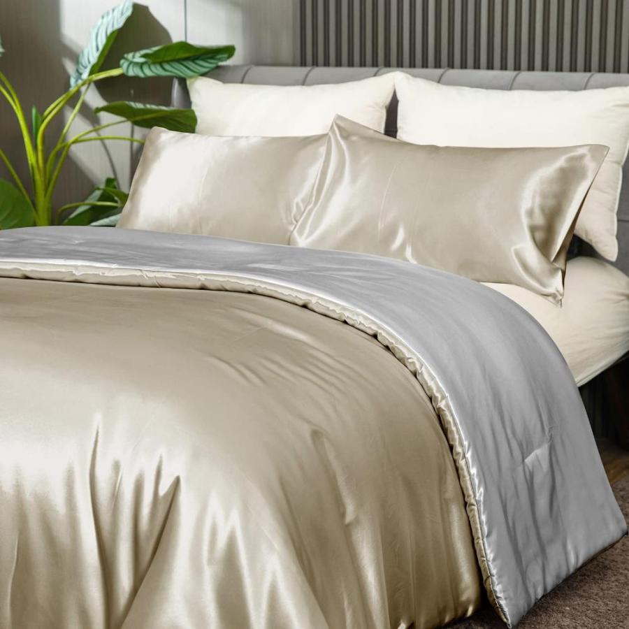 Redkey Queen Size Cooling Satin Comforter Set Soft Silky Cooling Down Alter｜tactshop｜02