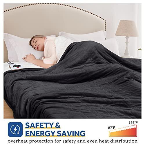 SEALY Electric Blanket Twin Size, Flannel & Sherpa Heated Blanket with 10 H YS0000047439639730