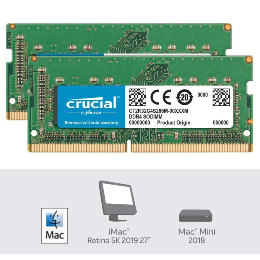 Crucial 64GB  (32GB x 2) DDR4 2666 MT/s (PC4-21300) SODIMM  Mac - CT2K32G4S｜tactshop｜02