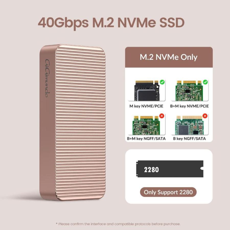 USB M.2 NVMe SSD ケース USB 高放熱40Gbps to NVMe PCI-e M-Key(B M Key)228