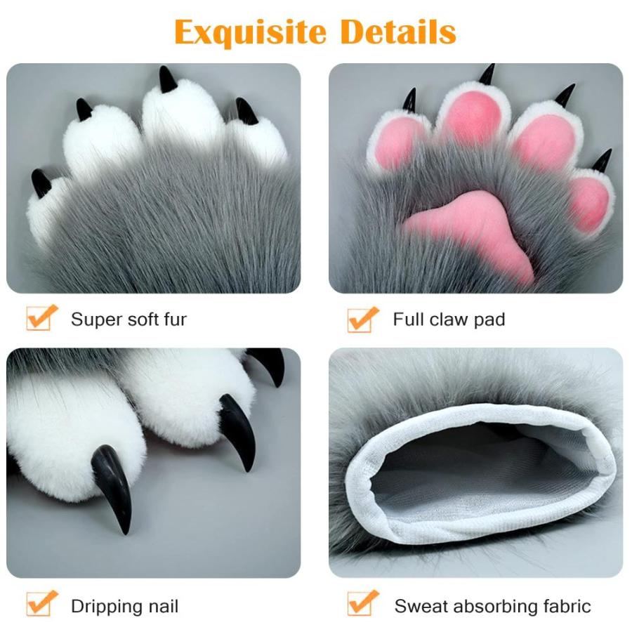 BNLIDES Cosplay Animal Cat Wolf Dog Fox Paws Claws Gloves Fursuit Paws Acce｜tactshop｜04