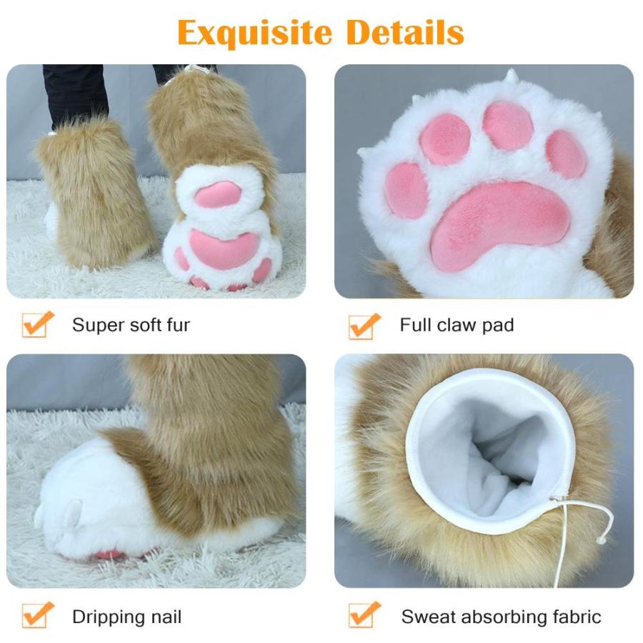 BNLIDES Cosplay Animal Cat Wolf Dog Fox Fursuit Feet Paw Claw Shoes Furry B｜tactshop｜04