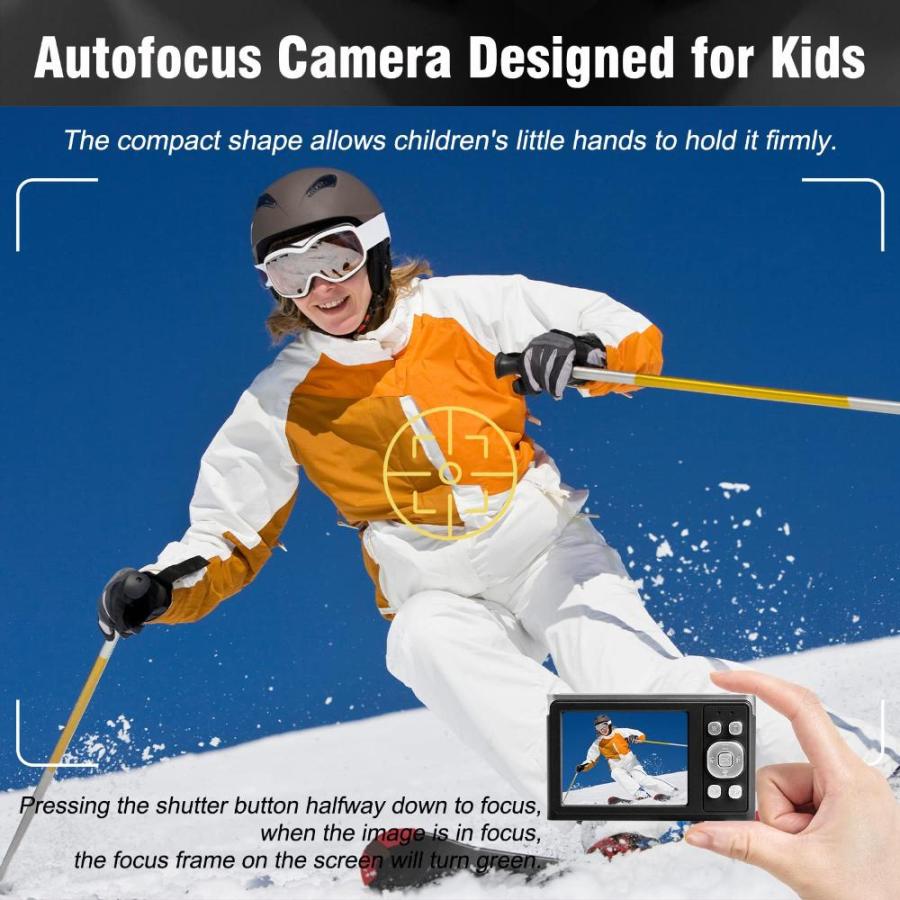 特別価格Compact Point and Shoot Camera for Video Kids with 16X Digital Zoom, 4K 48MP, Portable for Beginners,Students,Teens with 32GB SD Card 並行輸入 - 3