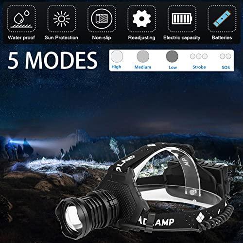 【35％OFF】 BXE Headlamp，Brightest Head lamp ，90000 LM Super Bright Headlamp USB Rechar