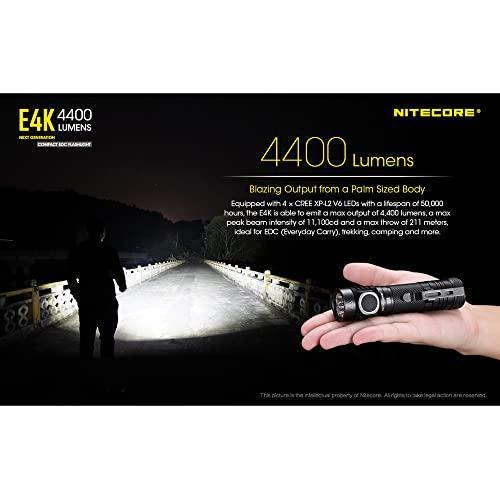 販売超安い Nitecore E4K 4400 Lumen EDC Compact Rechargeable Flashlight with LumenTac O