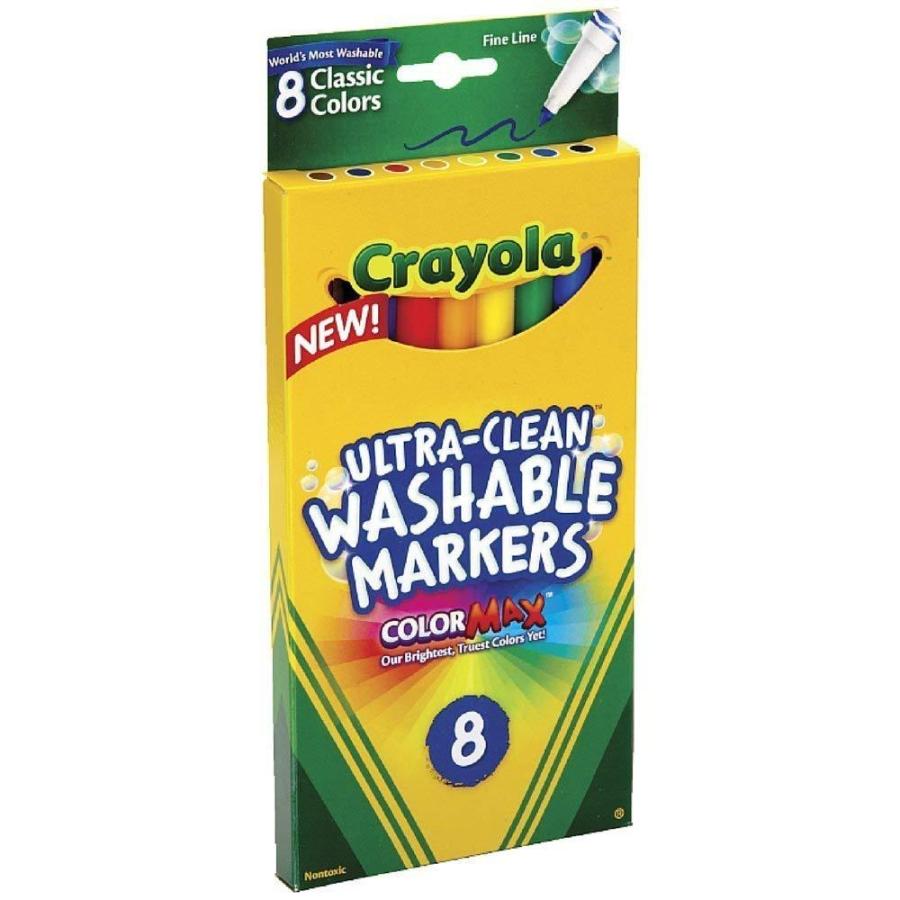 アウトレット最安 Crayola ウルトラクリーン 洗えるマーカー カラーマックス ファインライン クラシックカラー 8個 (12本パック)