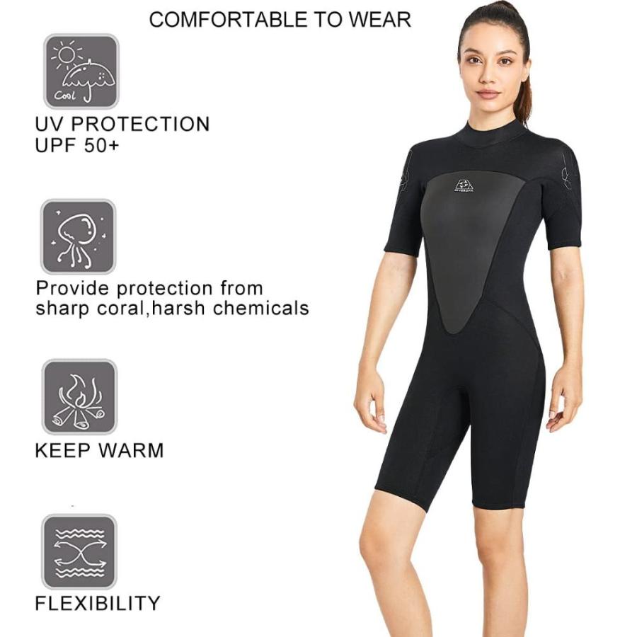 Shorty Wetsuit Women 2mm Neoprene Back Zip Wetsuit Spring Suit for Snorkeli