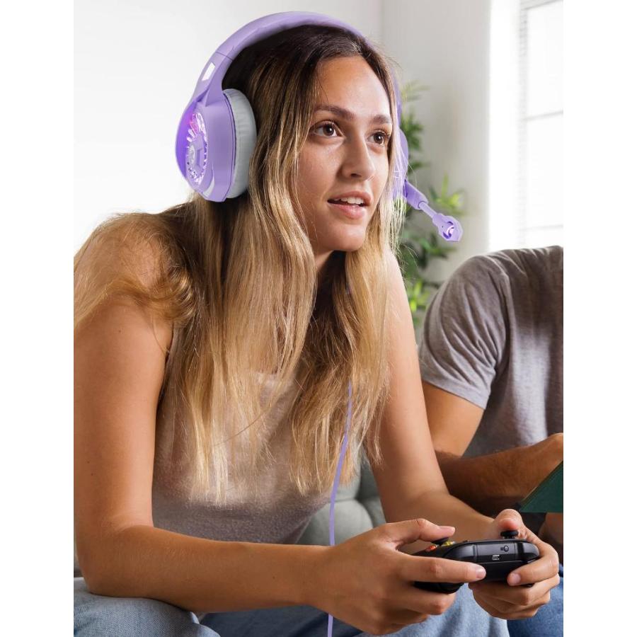 ZIUMIER Z20 Purple Gaming Headset with Microphone, Compatible with PS4