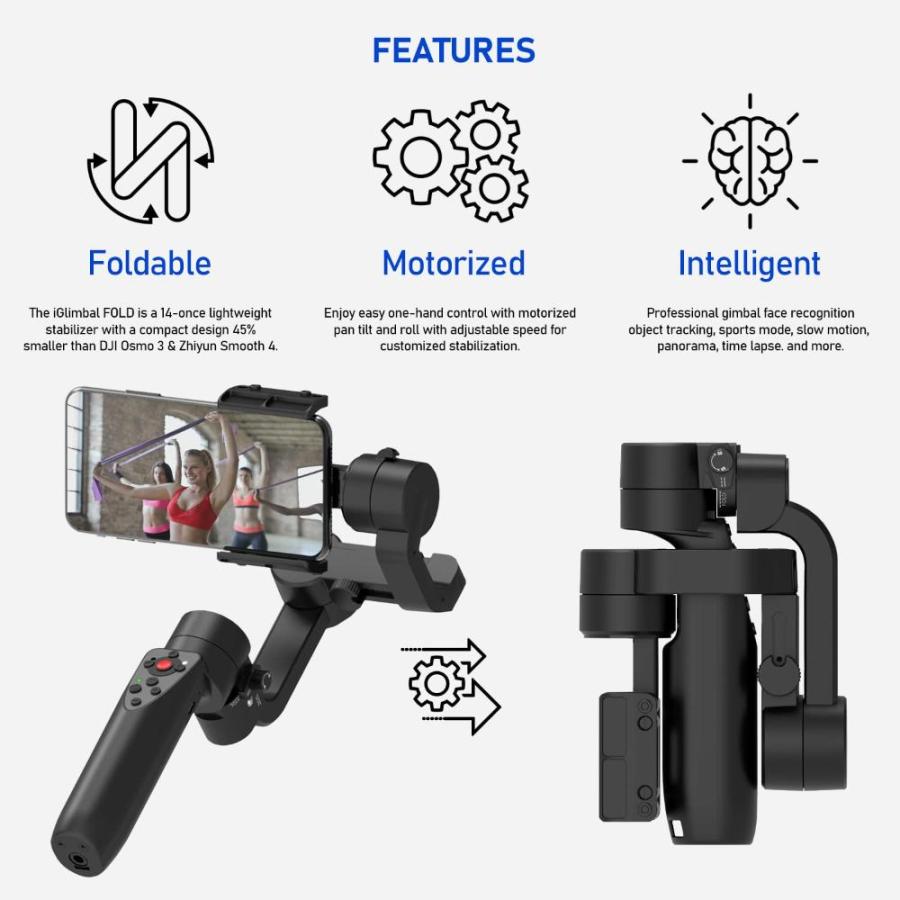 3-Axis Mini Handheld Gimbal Stabilizer for iOS & Android - Foldable Pocket｜tactshop｜02