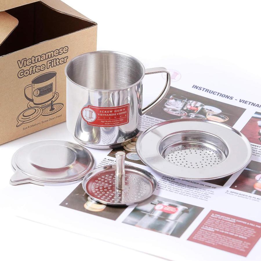 ベトナムコーヒーフィルターメーカープレスベトナム製のネジをねじ込みます本物の＆高品質（1ミディアム（8オンス）） | 