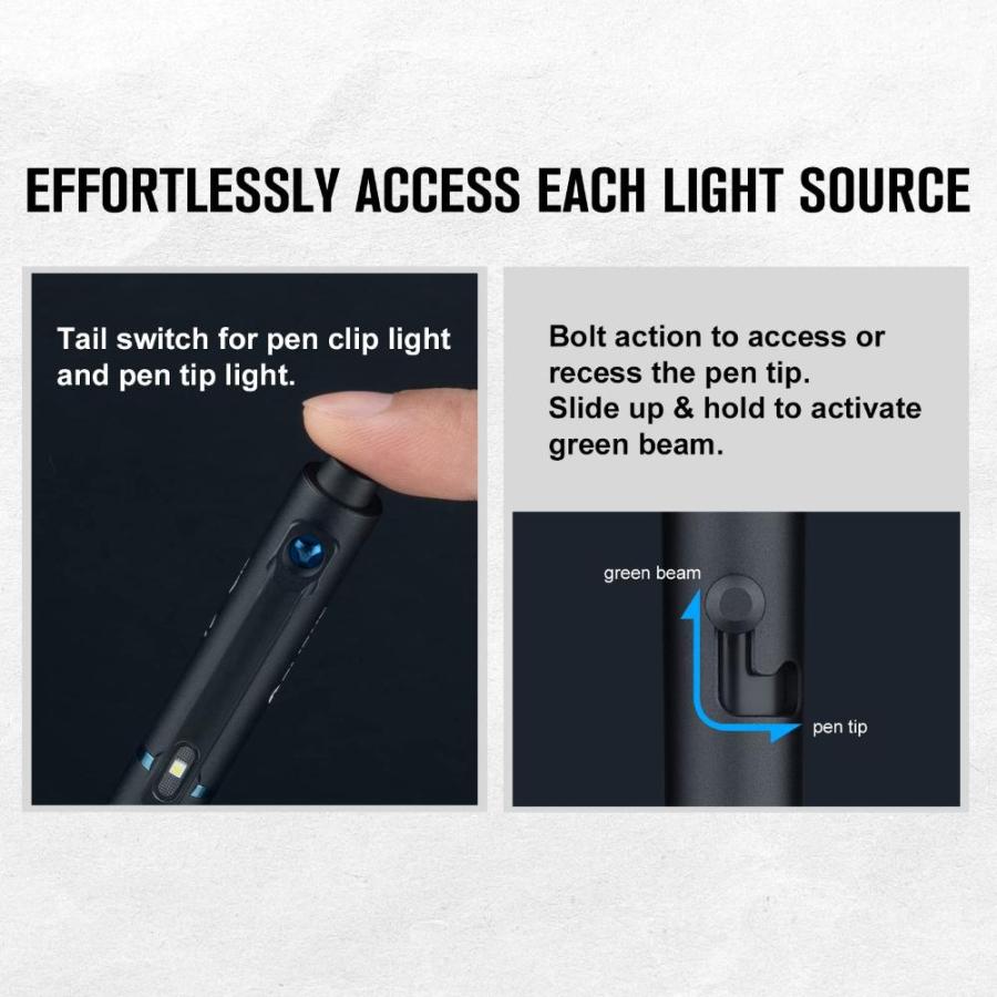 OLIGHT O'Pen Glow EDC Pen Light, 120 Lumens with Green Beam, Rechargeable L｜tactshop｜05