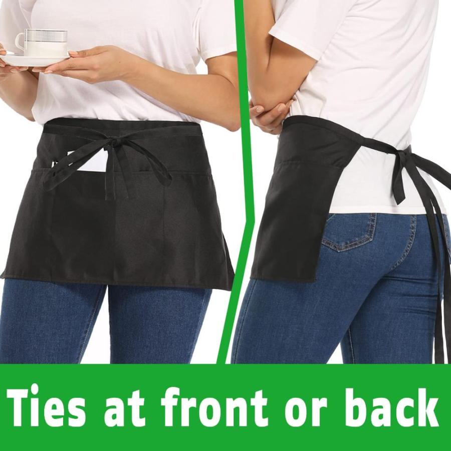 アウトレット用品 NOBONDO 3 Pack Waitress Aprons with 3 Pockets - Waist Aprons for Women Men