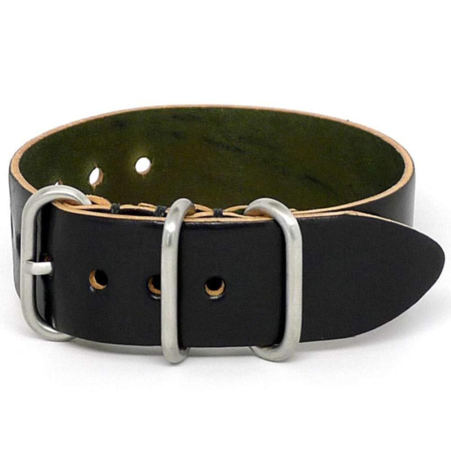 DaLuca Shell Cordovan 1 Piece NATO Watch Strap - Black (Matte Buckle ...