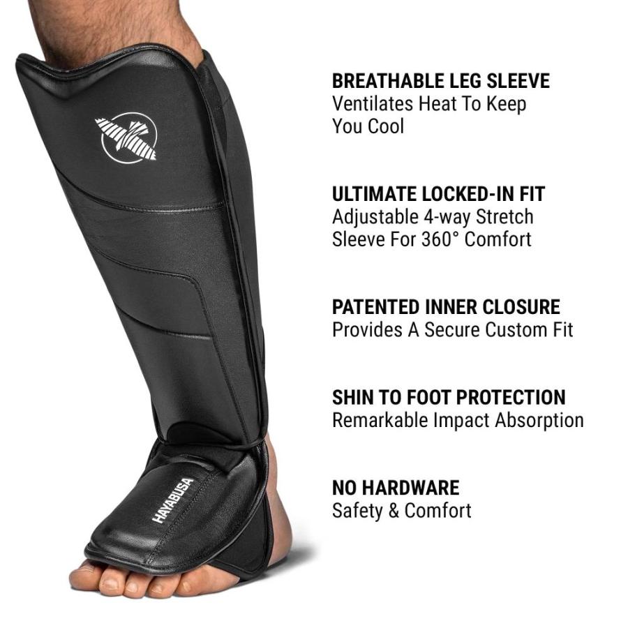 Hayabusa T3 Full-Back Shin Guards - Black, Large｜tactshop｜05