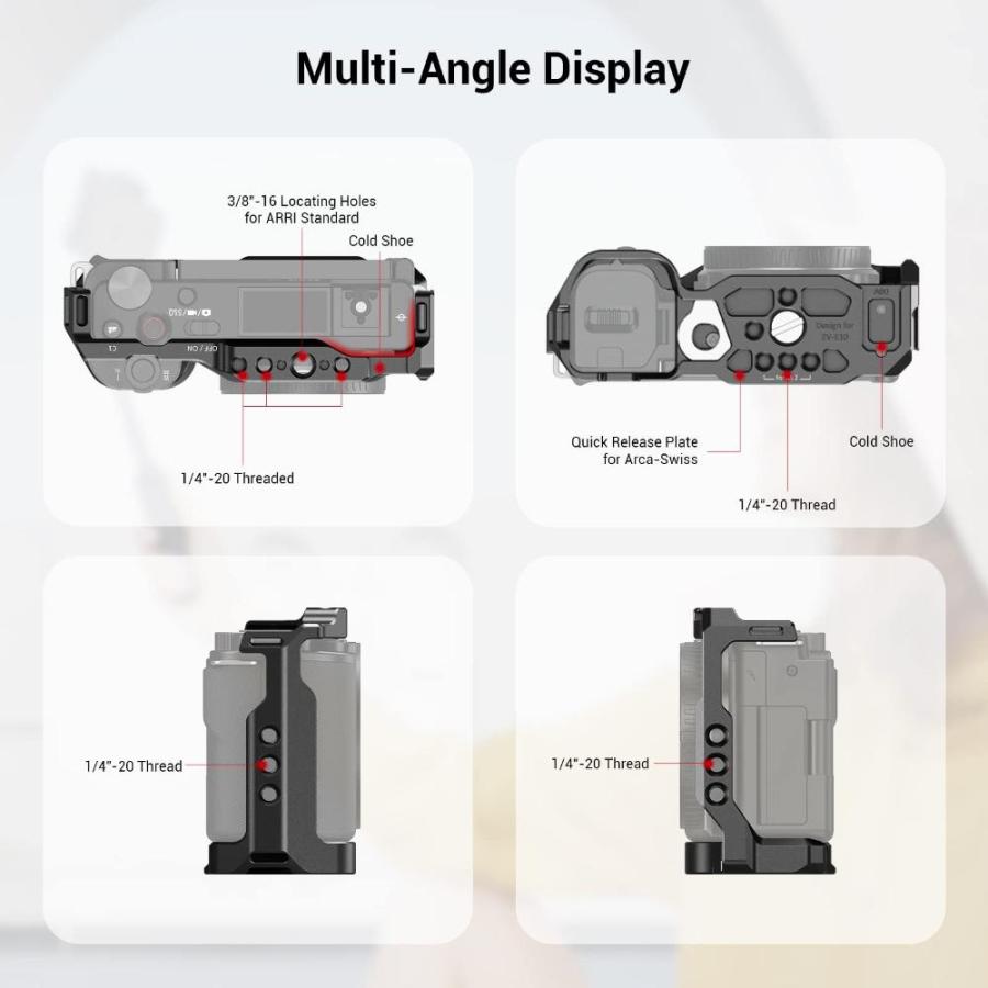 SMALLRIG ケージ クイックリリースプレート内蔵 アルカスイスとコールドシュー用 Sony ZV-E10 - 3531用｜tactshop｜05