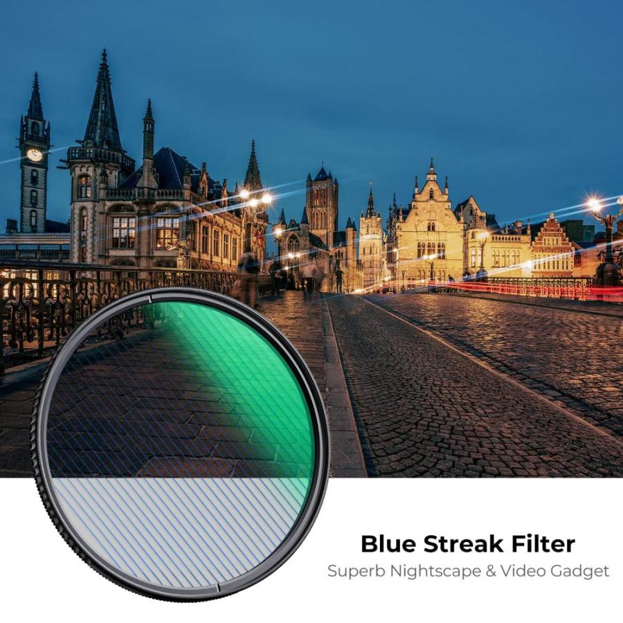 K&F Concept 58mm Blue Streak Effect Lens Filter Anamorphic Optical Glass Li｜tactshop｜02