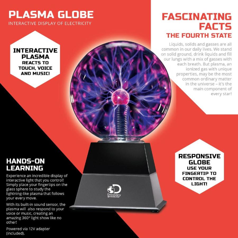 Discovery Kids 6" Plasma Globe Lamp with Interactive Electronic Touch and S｜tactshop｜03