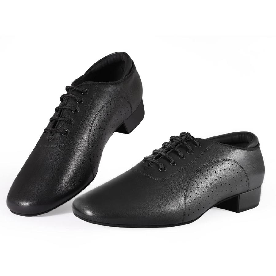 Men's Ballroom Dance Shoes Latin Salsa Dancing Black Breathable Leather Cha｜tactshop｜04