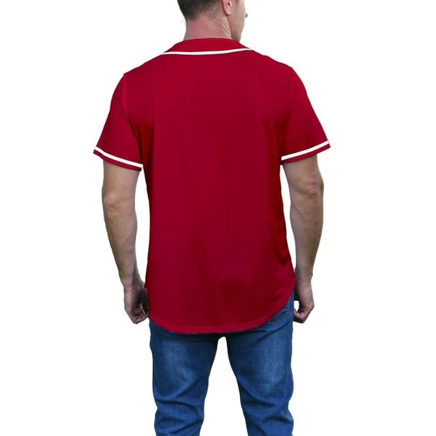 超特価激安 Mowbeat Men Baseball Jersey Button Down Shirts Sports Uniform Jersey Stripe