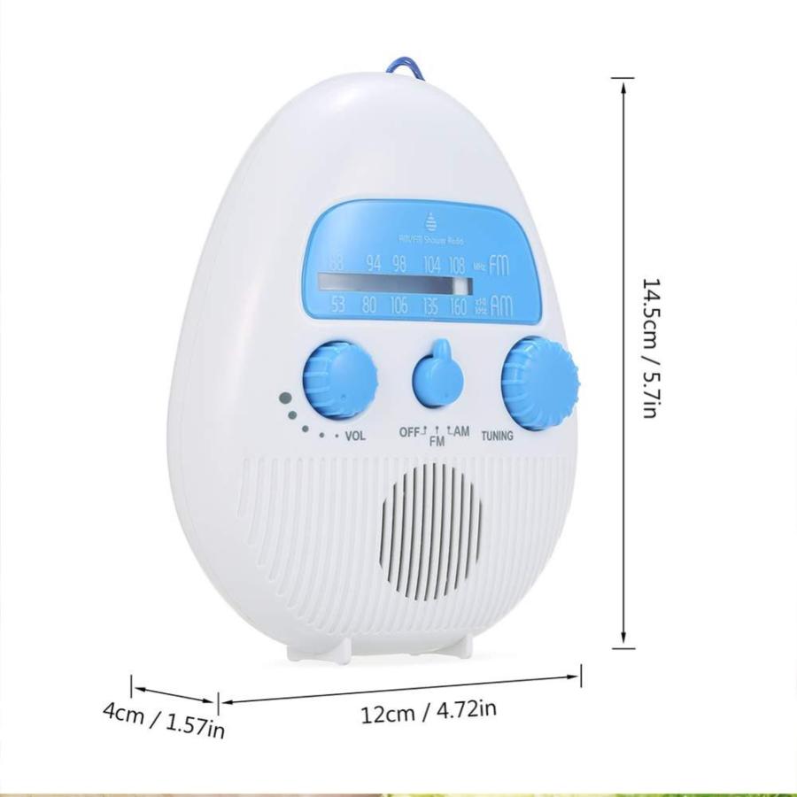 Shower Radio, Portable AM/FM Shower Radio with Hook Life Waterproof Audio S｜tactshop｜05