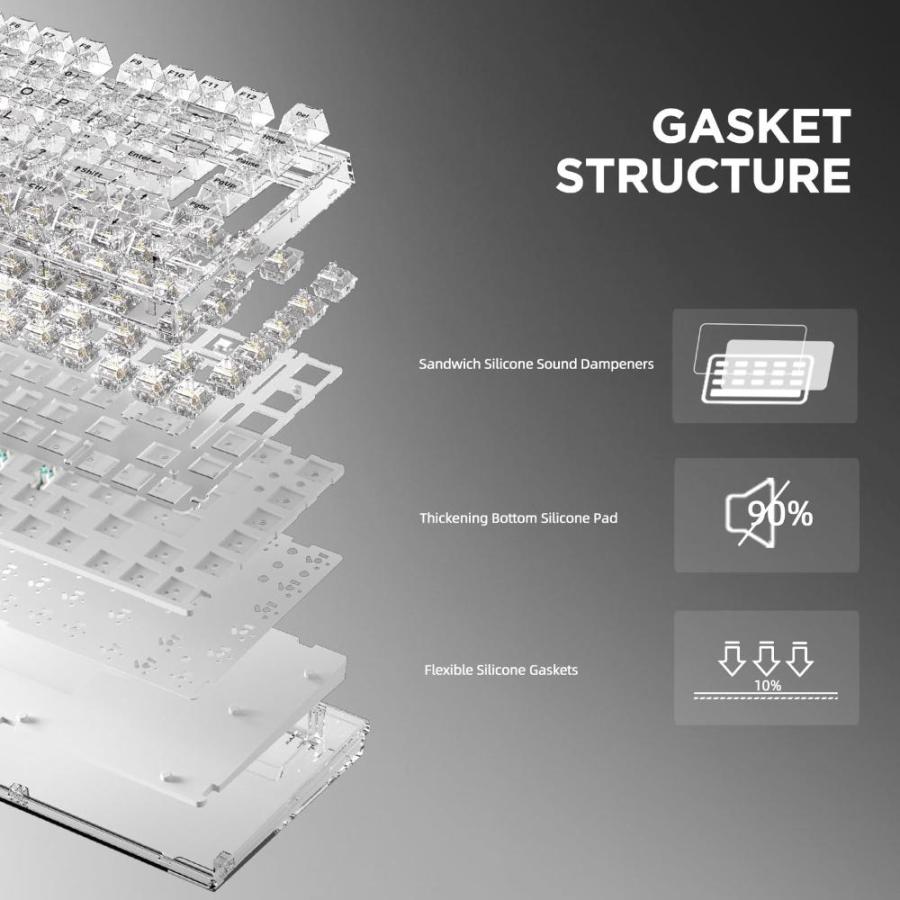 YUNZII X75 82 Key Hot Swappable Mechanical Keyboard with Transparent Keycap｜tactshop｜04