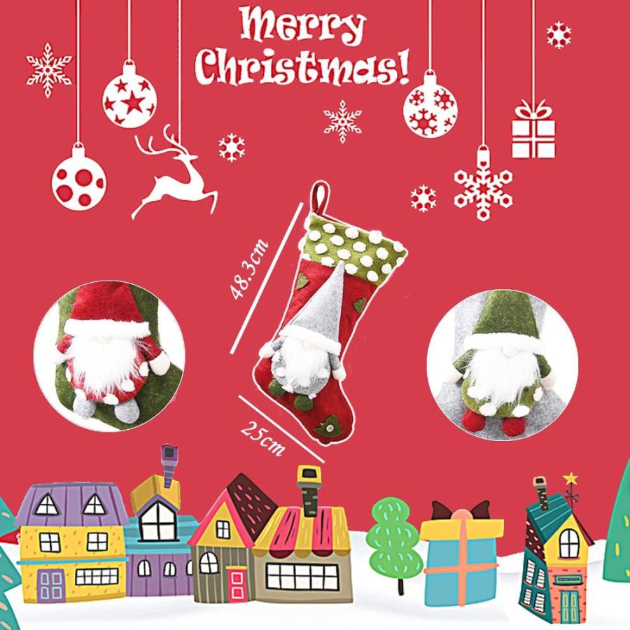 定期入れの VIUJUH Christmas Stocking 3 Pack， 19 Inch 3D Gnomes Santa Christmas Stockin