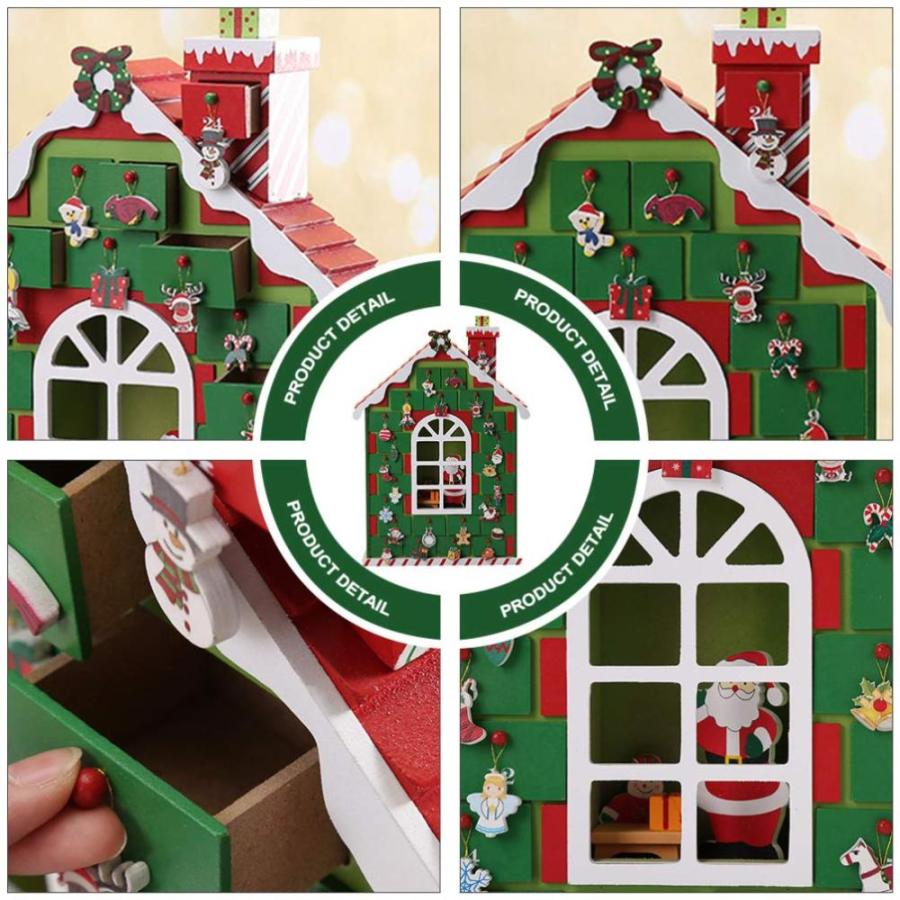 の正規取扱店 Santaur Ornament Christmas Wooden Advent Calendar House Countdown Advent Ca