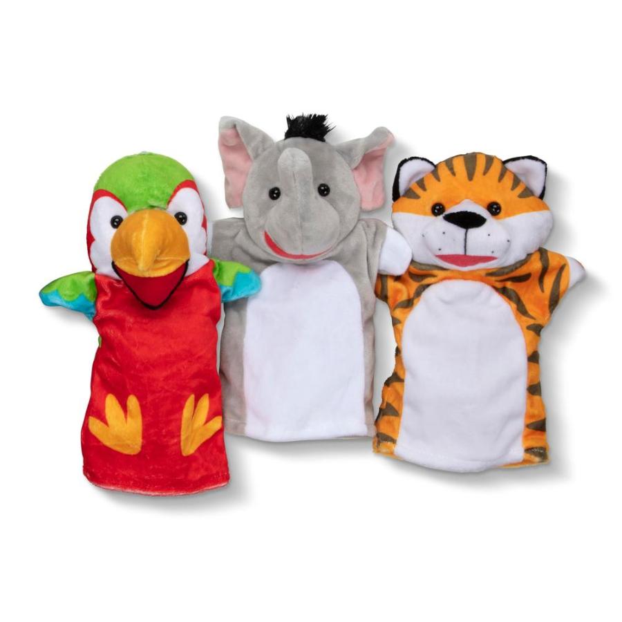 オンラインストア売 Melissa & Doug Safari Buddies Hand Puppets， Set of 6 (Elephant， Tiger， Parr